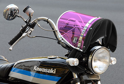 ピンク風防 フチ白/黒布タレ | 旧車バイクカスタムパーツのゼット