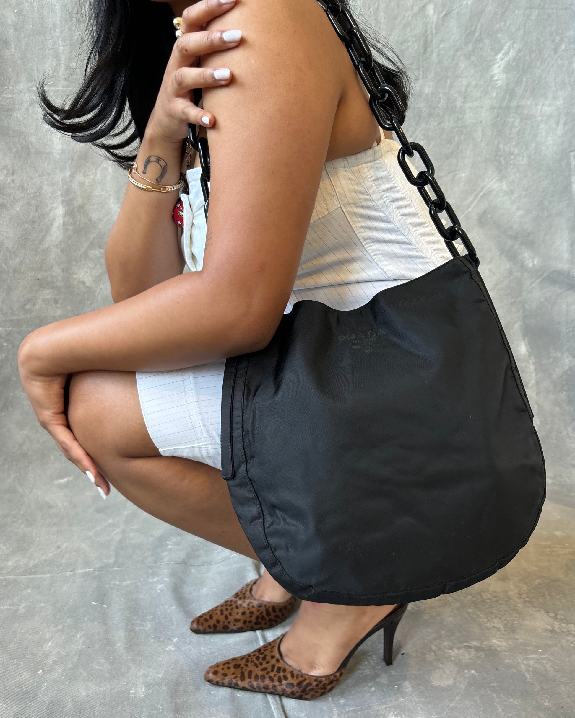 Prada Black Tessuto Chainlink Shoulder Bag – Zoehify