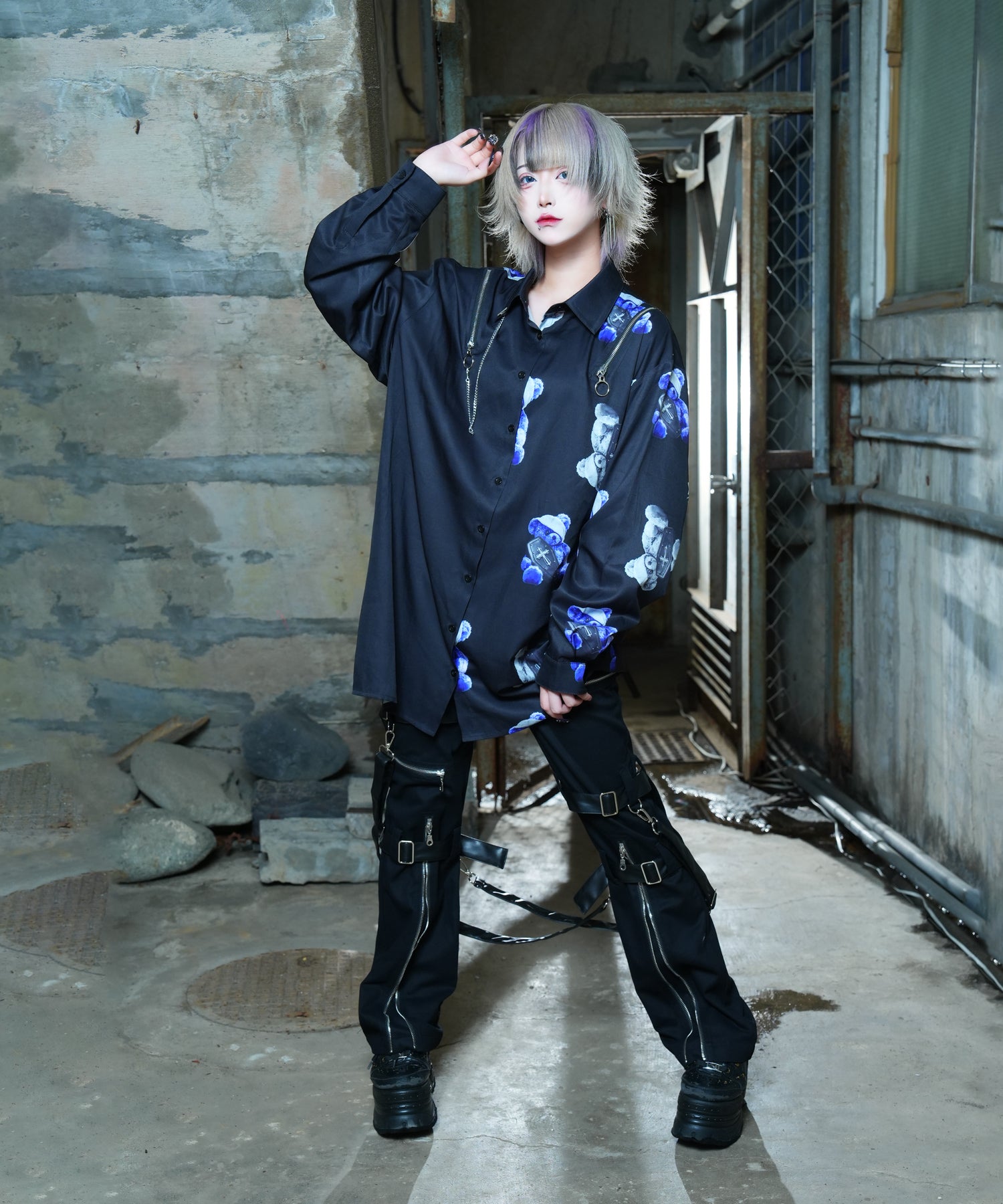 バイカラーBEARプリントシャツ– A AM STUDIO