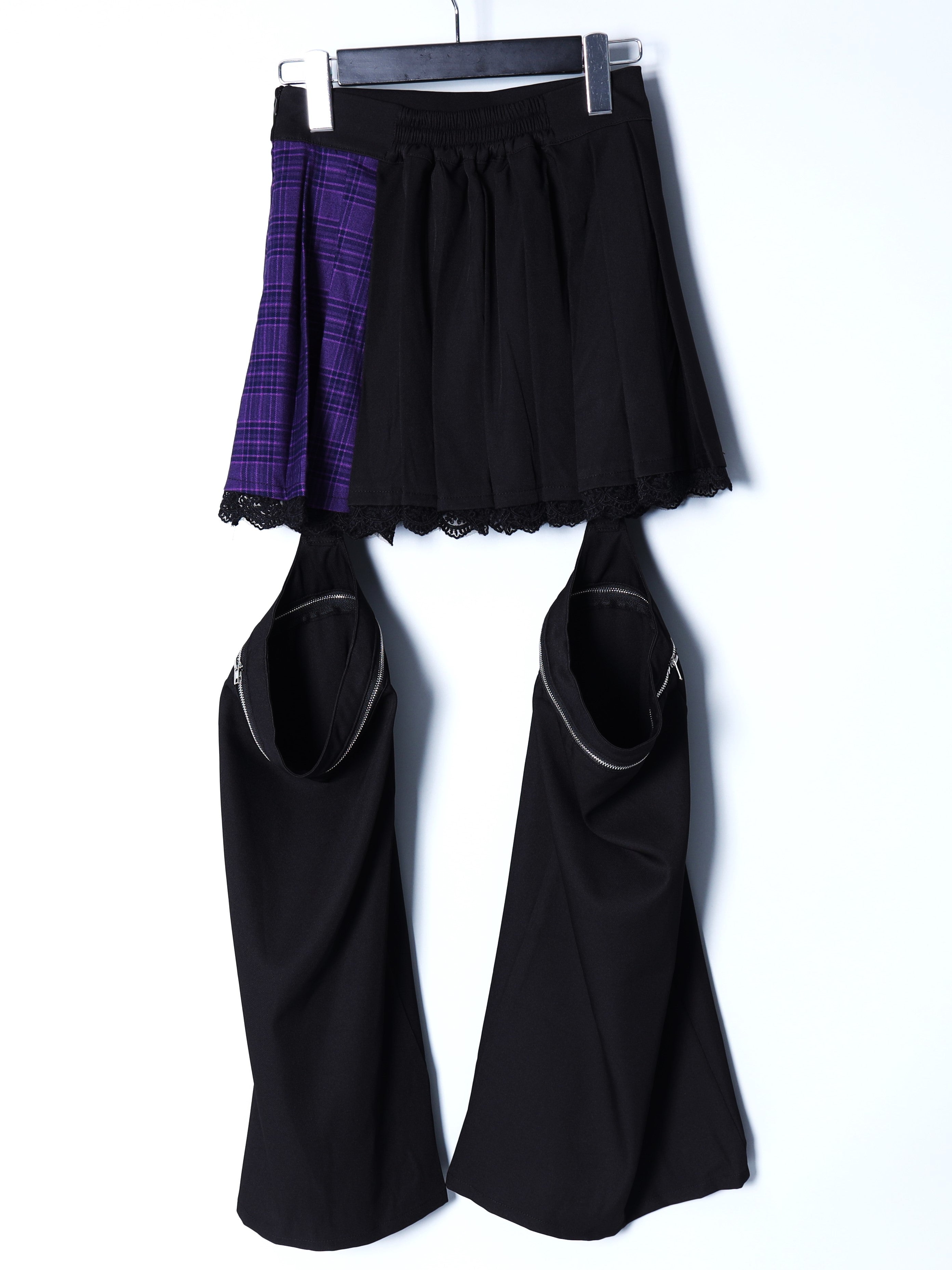 レッグカバー付きチェック切り替えプリーツスカート– A AM STUDIO