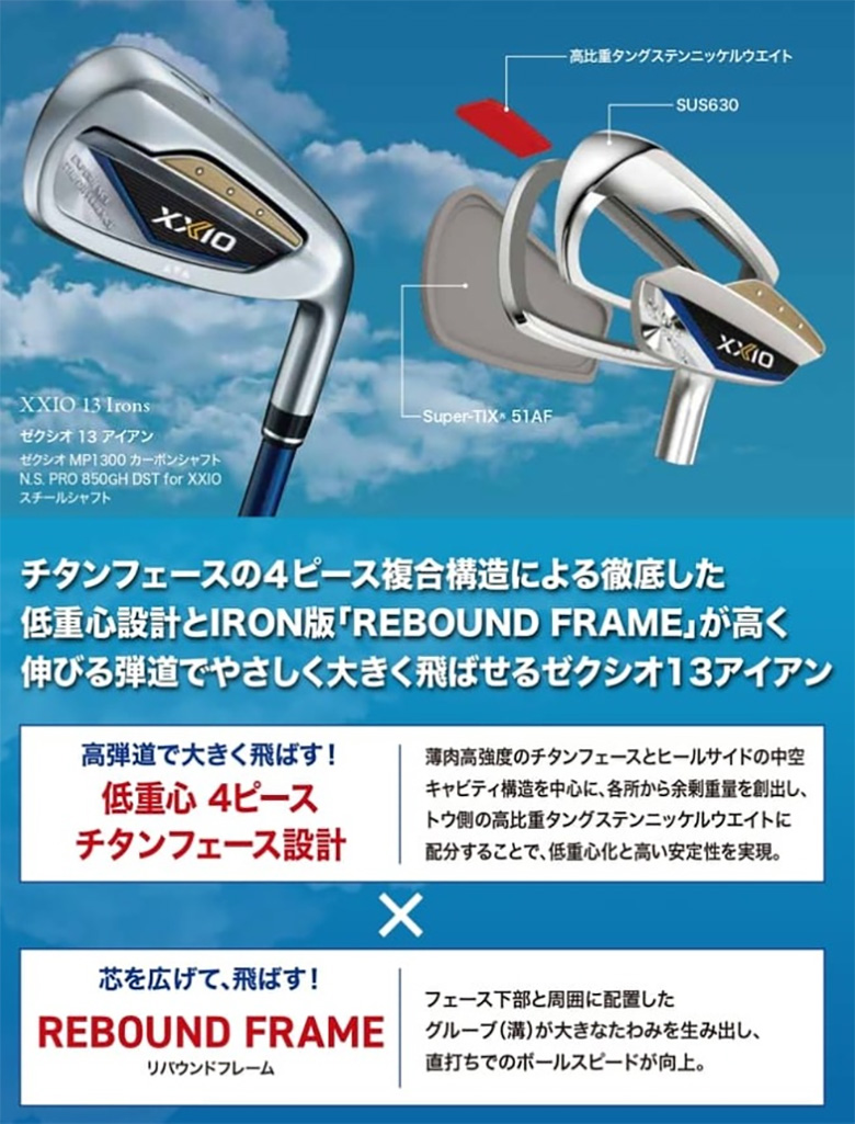 ダンロップ ゼクシオ13 ネイビーアイアン単品 NSプロ 850GH DST for