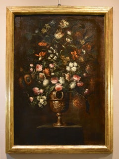 Flowers Still-life Scacciati 17th Century Paint Oil on canvas Old