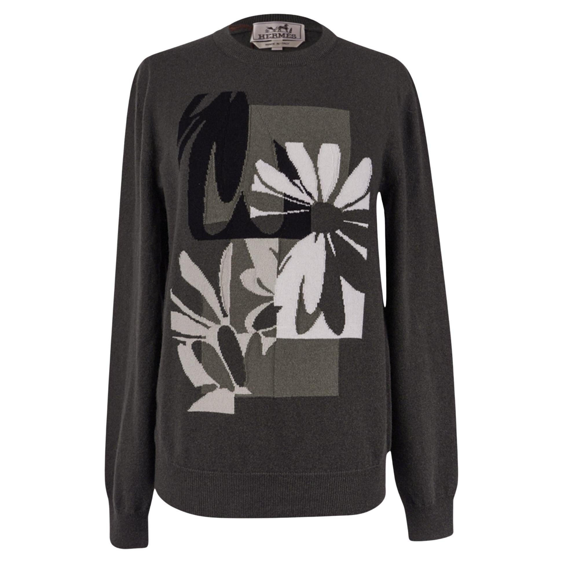 Hermes Men's Puzzle Floral Sweater Algue (Seaweed) Cashmere M For