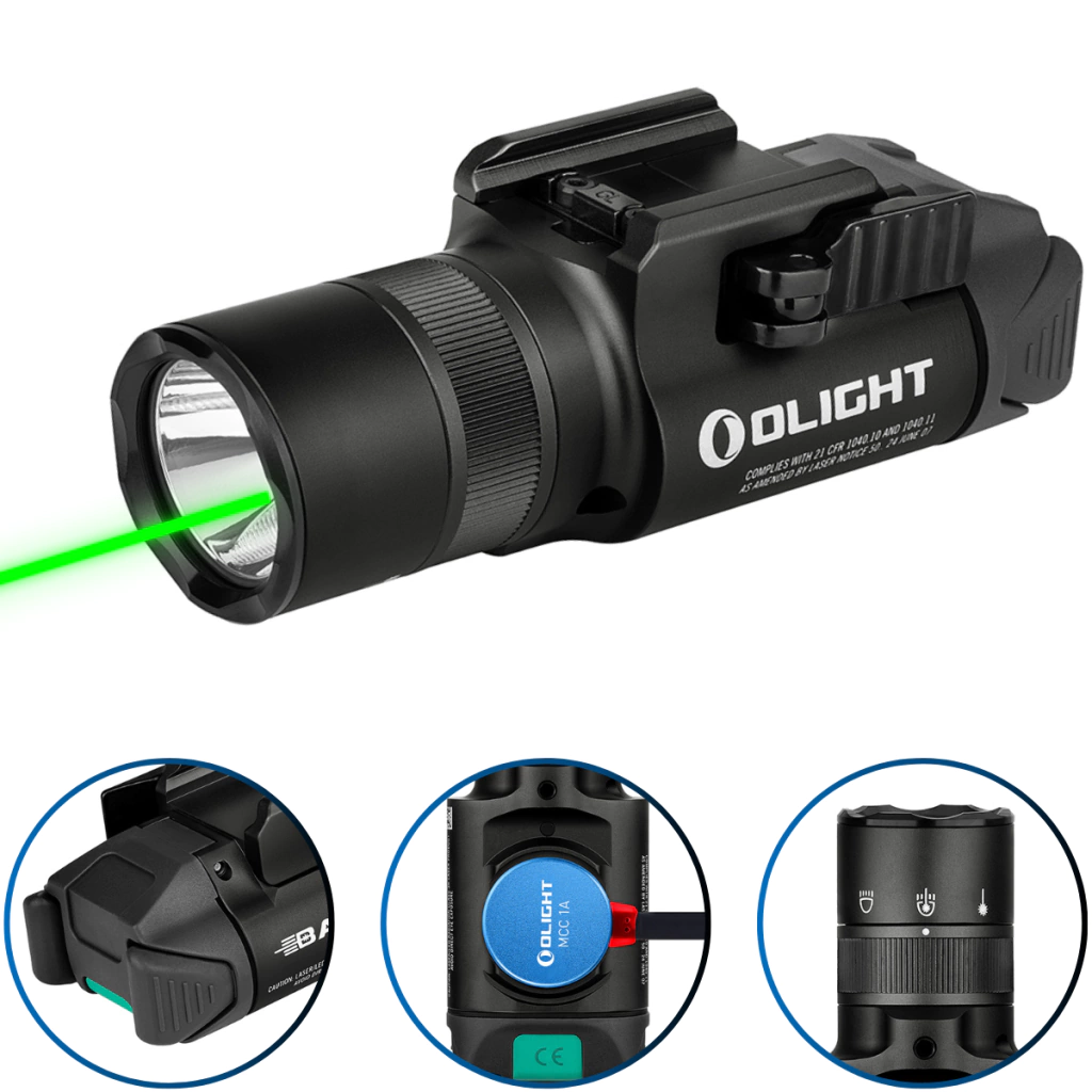 Lanterna Olight Baldr Pro R 1350 Lúmens 200 Metros Laser Verde - Preta