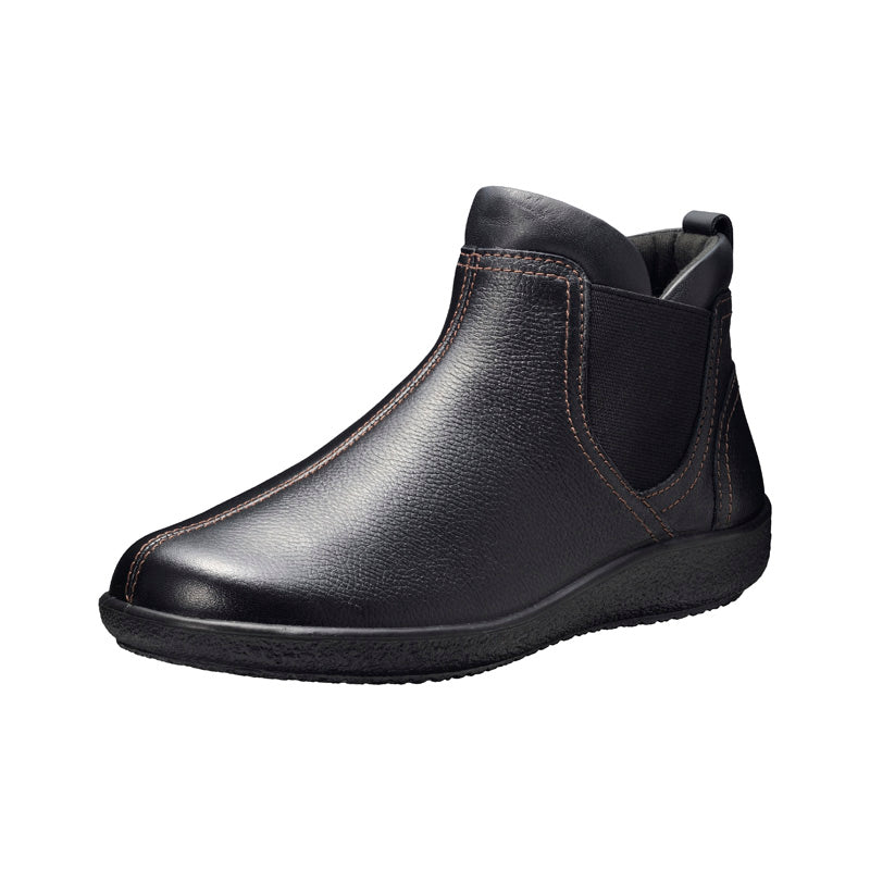 アキレス・ソルボ C 536 黒｜牛革3Eサイドゴアショートブーツ｜撥水