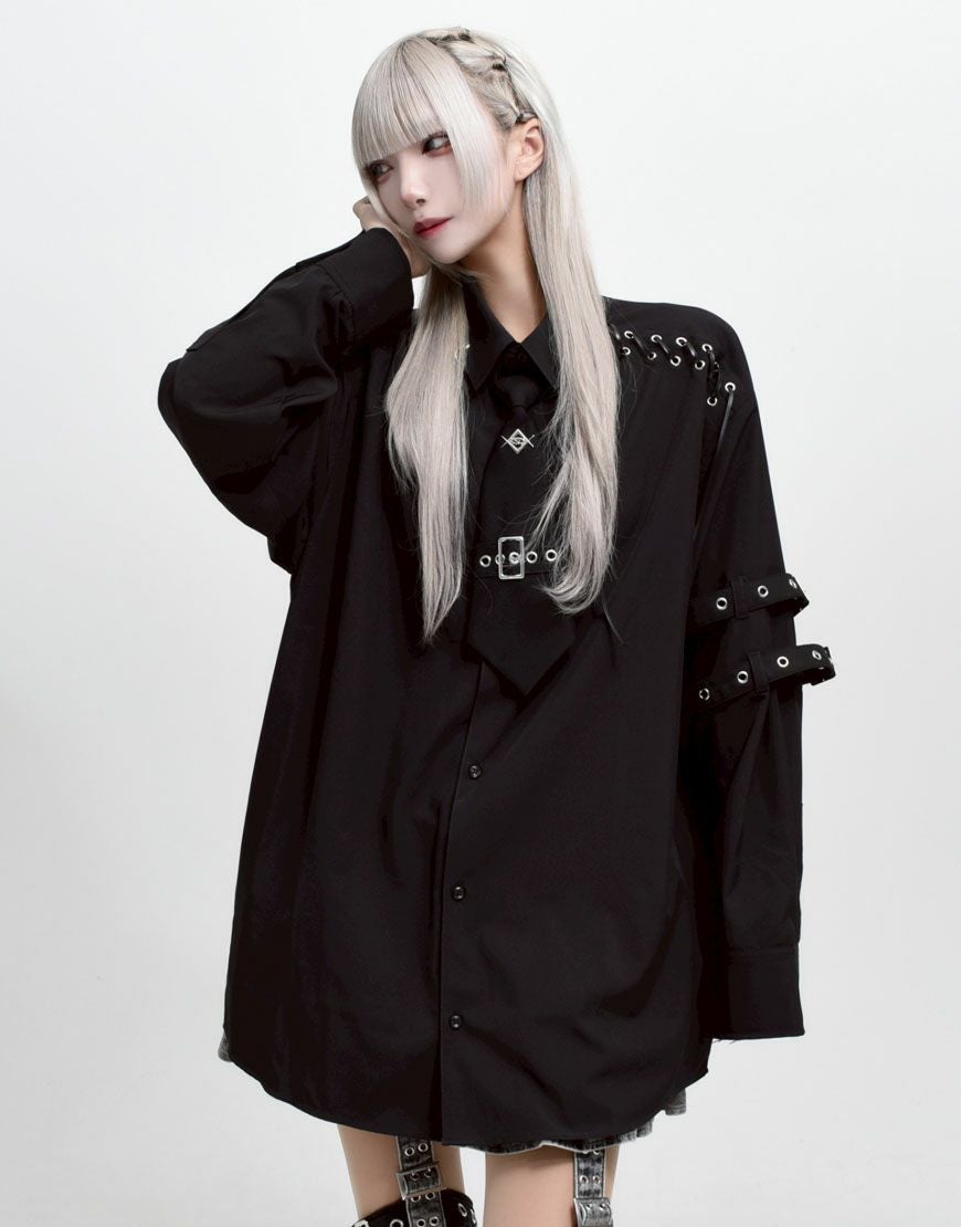 DimMoire【ディムモアール】Gothic学園ボンテ―ジシャツ/Black