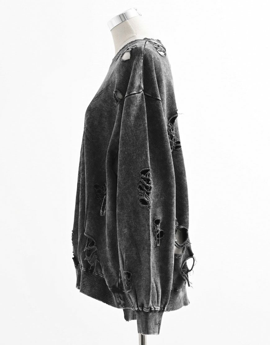 REFLEM【レフレム】スカルプリントダメージスウェット/全2色