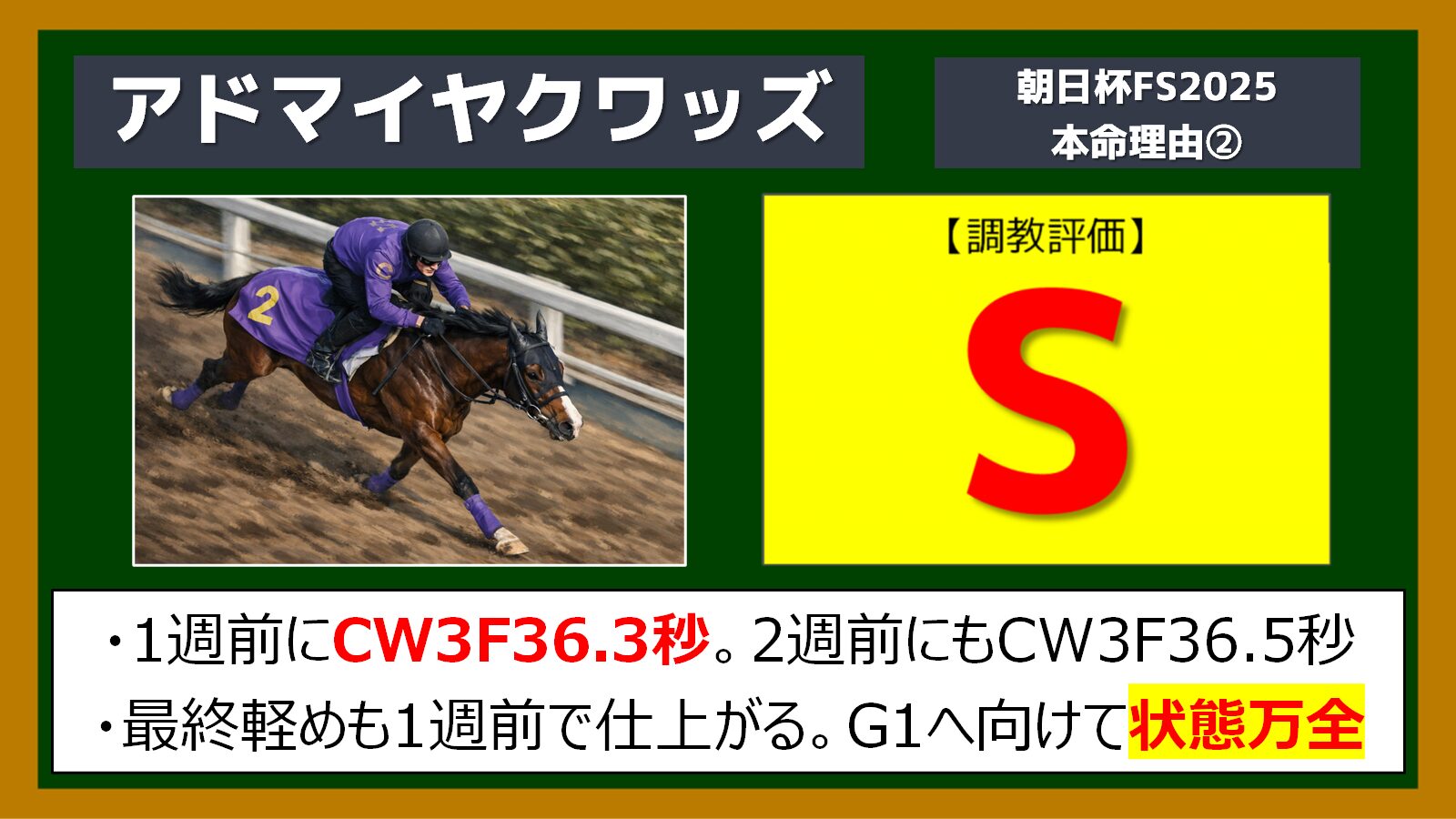 朝日杯フューチュリティステークス2025】自信の本命！過去データ、追い