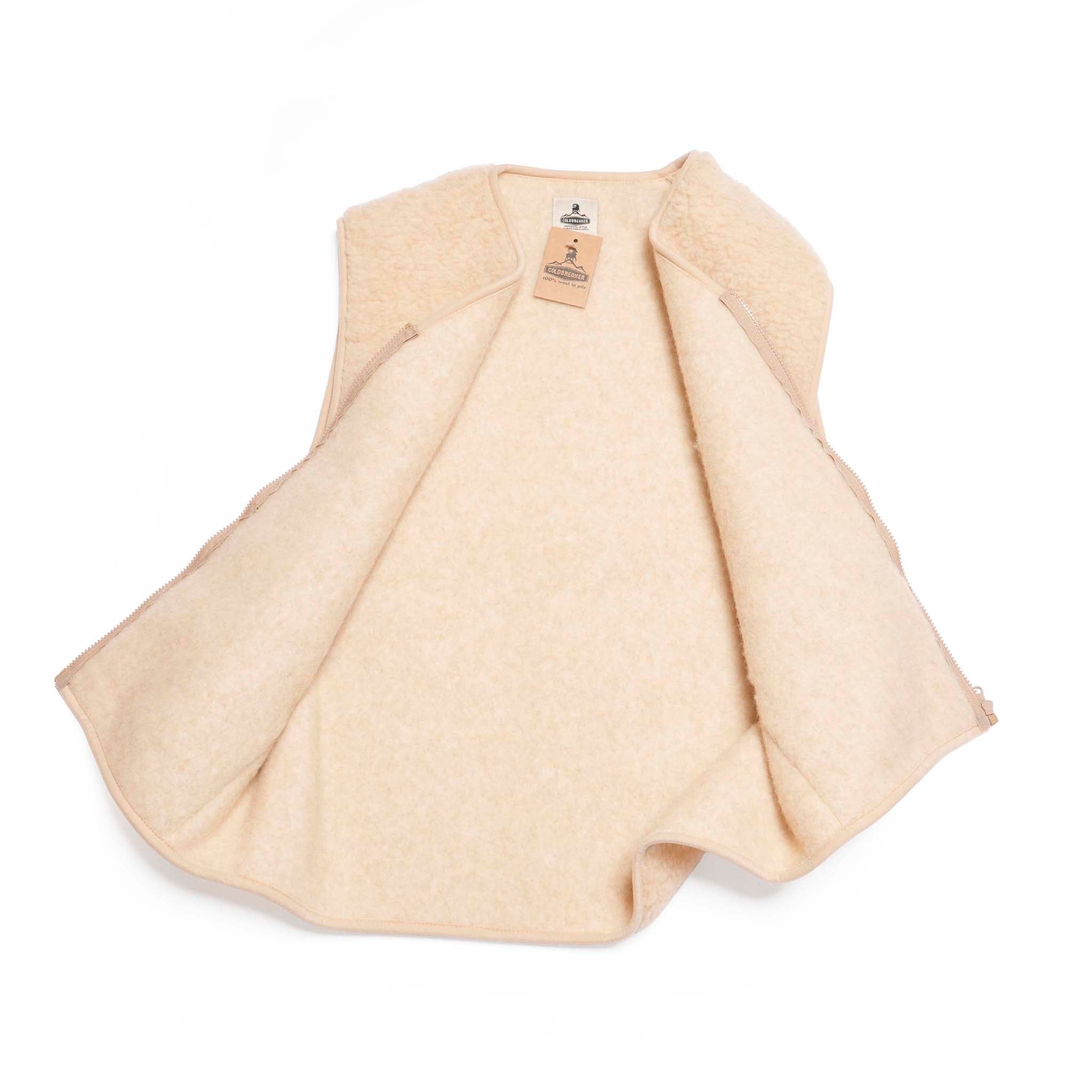 V neck Zip Vest | Color_Natural / Dark Green | No_1860V【COLDBREAKER】