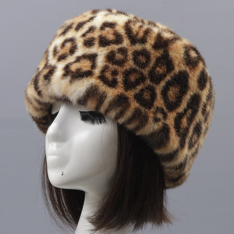 HT3451 Women Winter Hat Leopard Faux Fur Hat Ladies Thick Warm