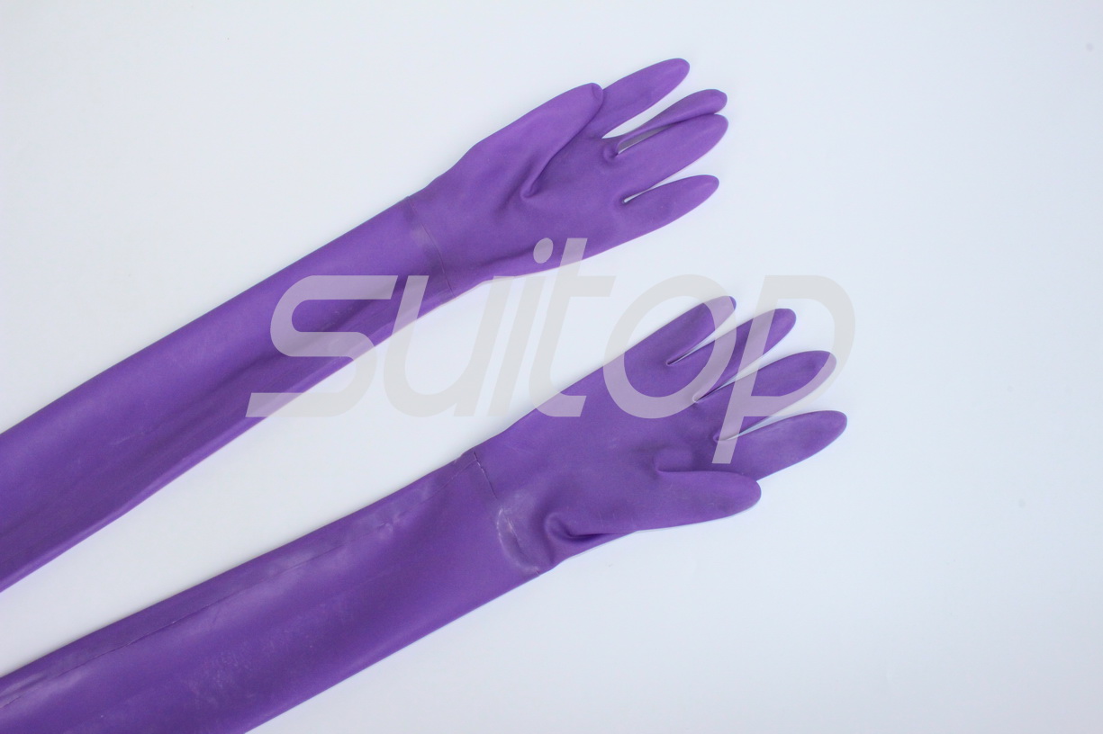 ラバーラテックスグローブ,ロング,パープル,セクシー - AliExpress