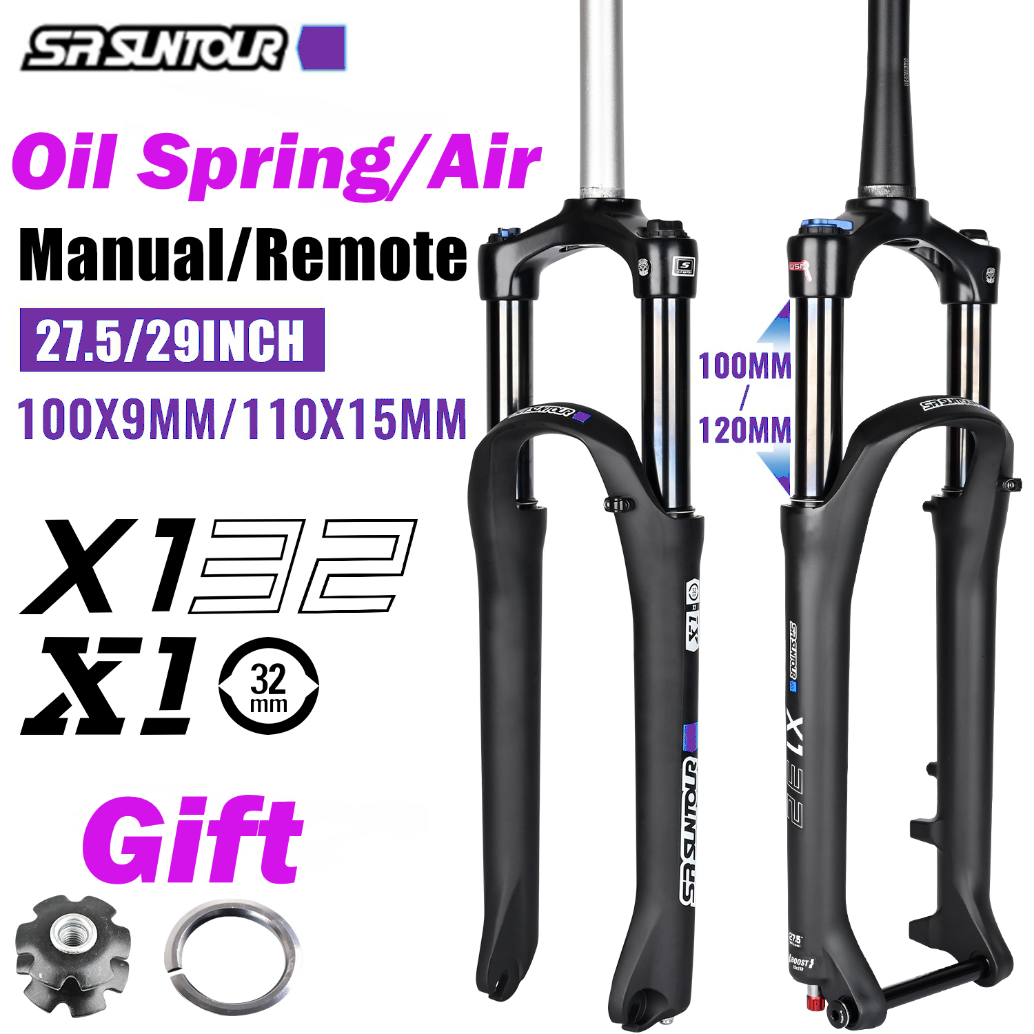 SR SUNTOUR XCR Mountain Bike Suspension Fork 120mm Travel QR