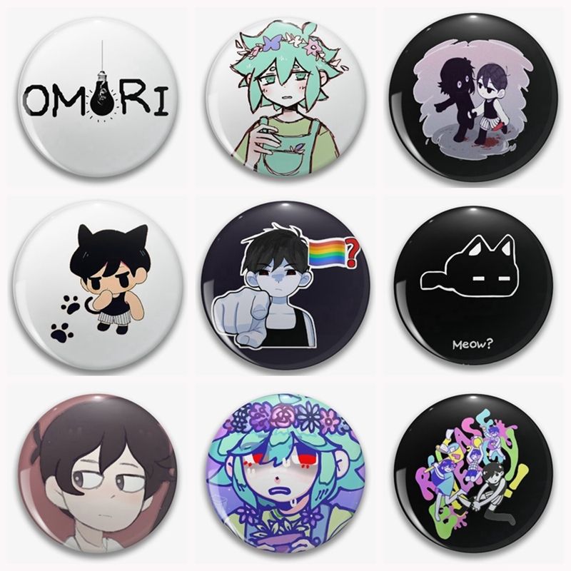 Cartoon Fun Pixel Game Omori Button Pin Anime Creative Kel Basil