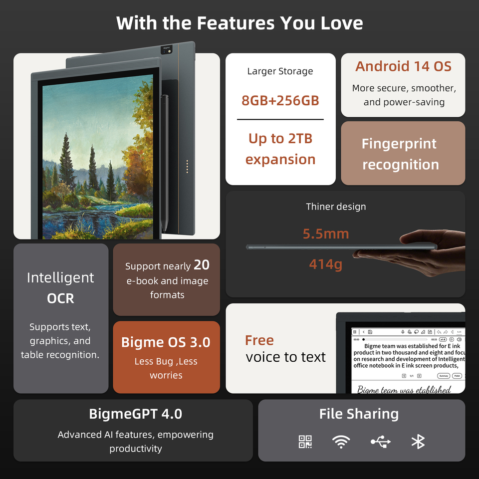 Bigme B1051C Pro 10.3 インチ カラー Eink 電子ブック リーダー