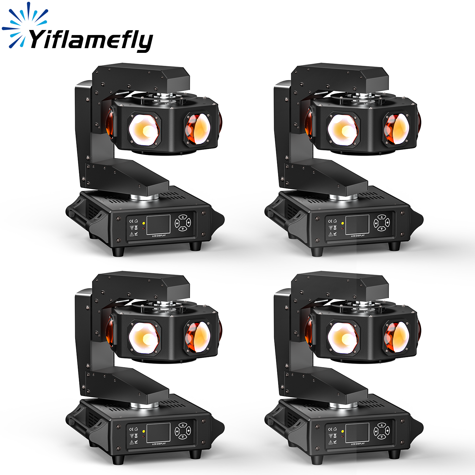Yiflamefly 4Pcs 240W Beam Moving Head Lights 6LED RGBW 360