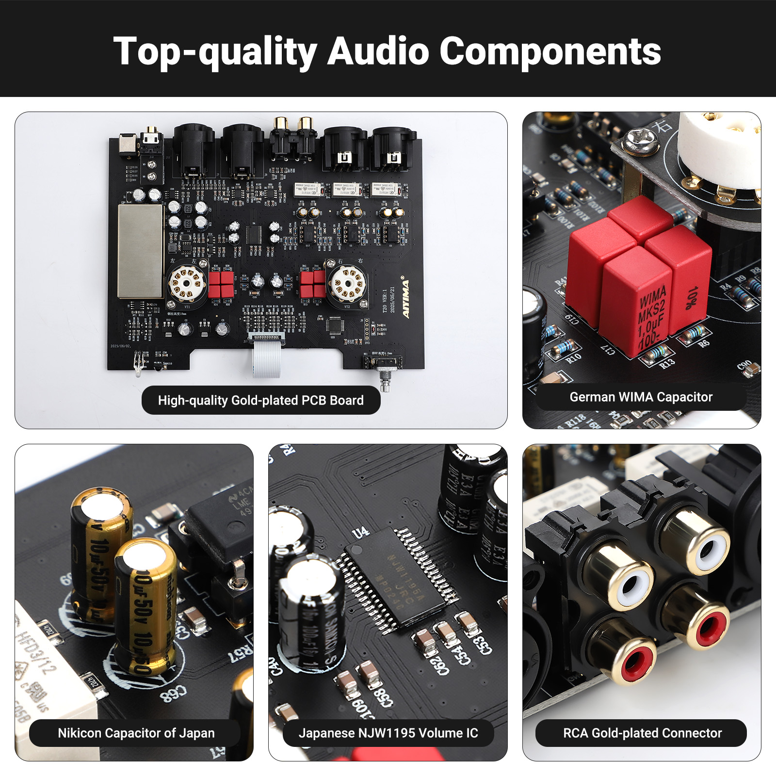 AIYIMA T20 真空管プリアンプ アンプ LME49720 /OPA1612 HiFi アンプ