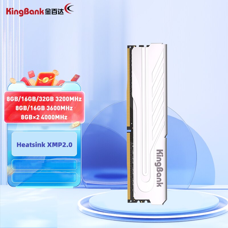 Kingbank Heatsink Ram Memory DDR4 8GB 16GB 32G 3200/3600/4000 Mhz