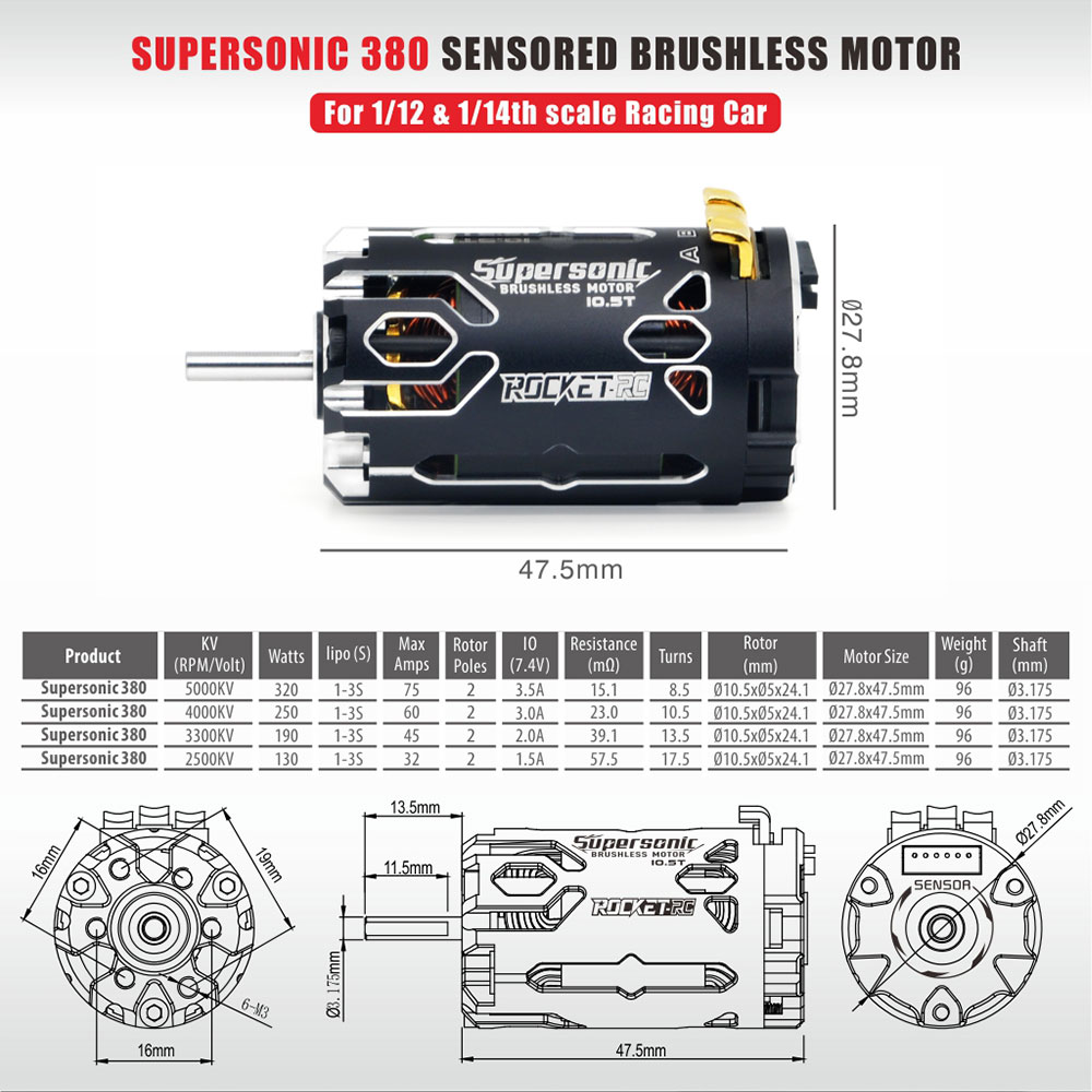 Surpass Hobby Rocket-RC Supersonic 380 8.5T 10.5T 13.5T 17.5T
