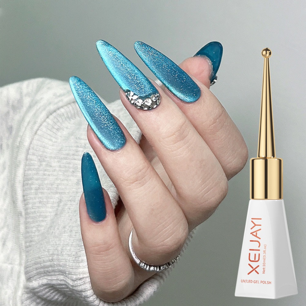 XEIJAYI 10 ミリリットルブルー磁気ジェル反射グリッターセラミック