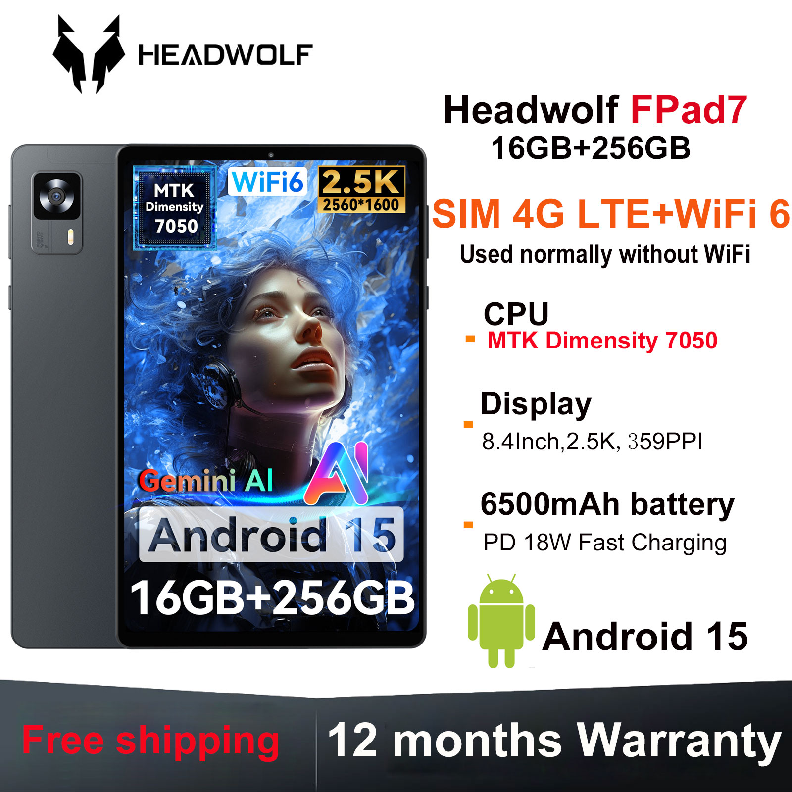 Headwolf FPad7 4G LTE Gaming Tablet 8.4