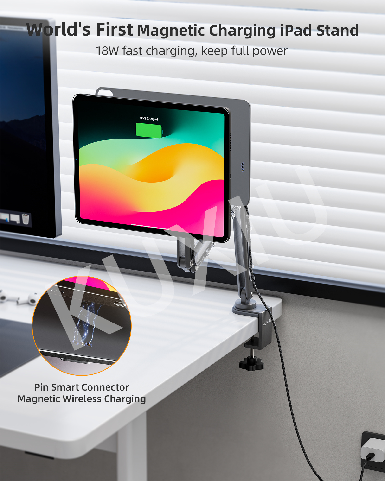 KUXIU アルミニウム合金折りたたみ式磁気充電器ホルダー iPad Pro 11