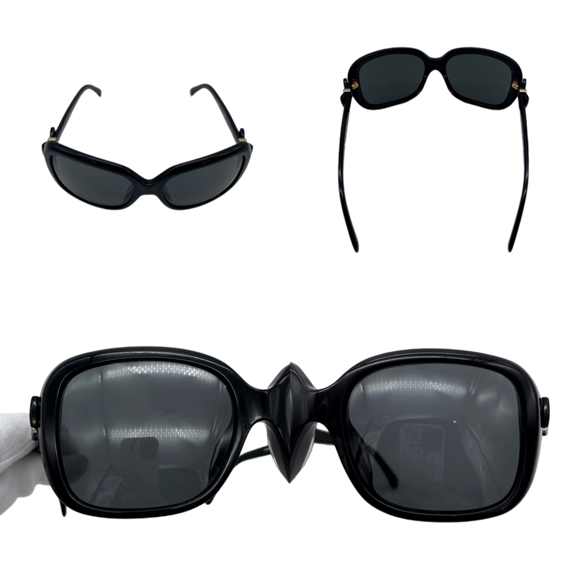 CHANEL 5171-A Bow Detail Square Sunglasses Black & Gold – Afar