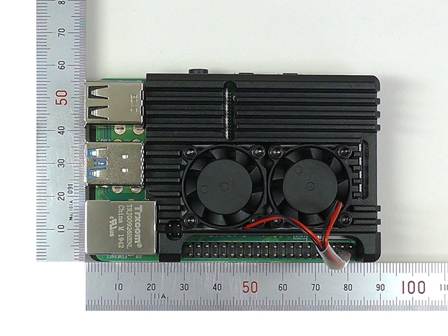 Raspberry Pi 4 ヒートシンクケース ファン付 黒: 開発ツール・ボード