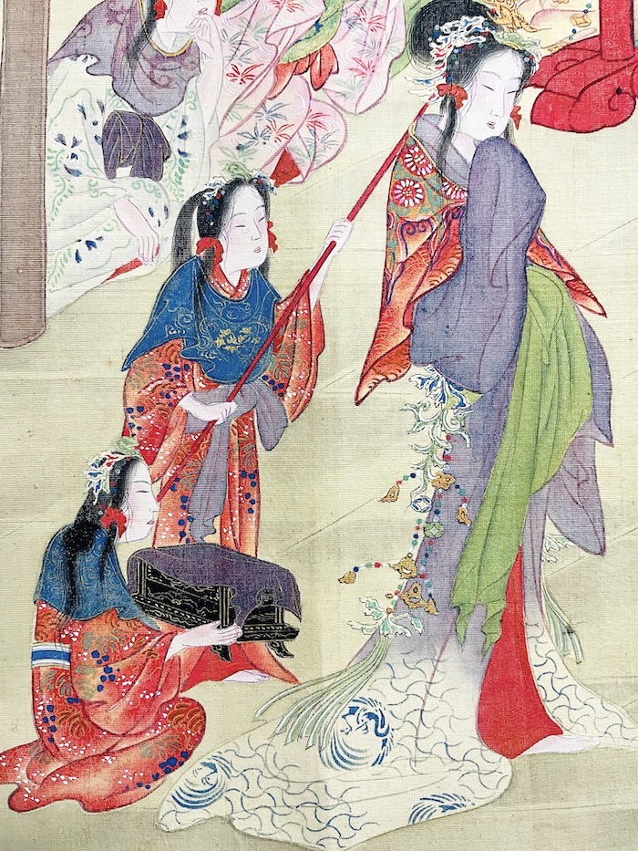 鳥文斎栄之 “春画巻物(女護ヶ島)” 絹本 着色 肉筆浮世絵 / Chōbunsai