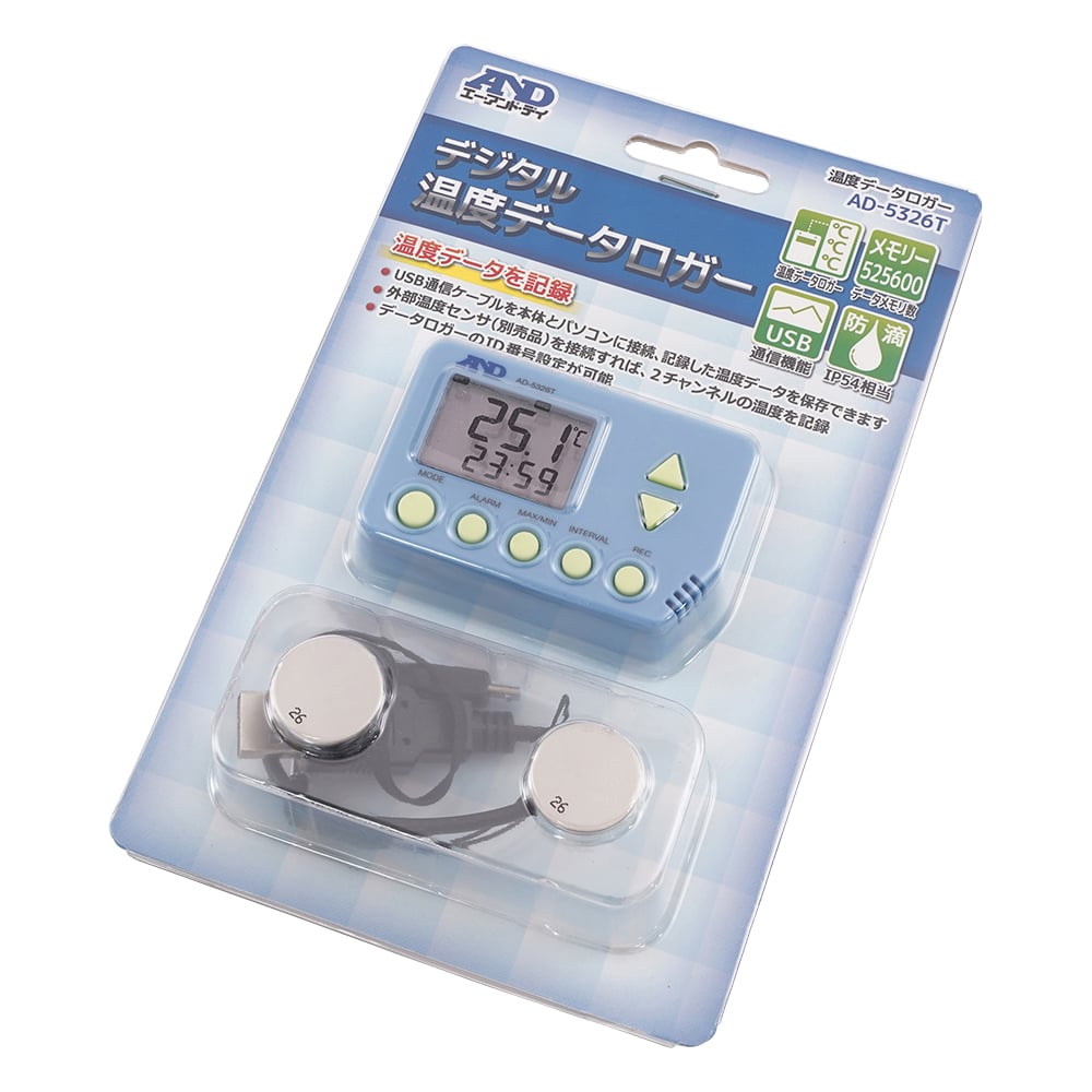 4-2937-01 大容量メモリ デジタル温度データロガー AD-5326T 【AXEL