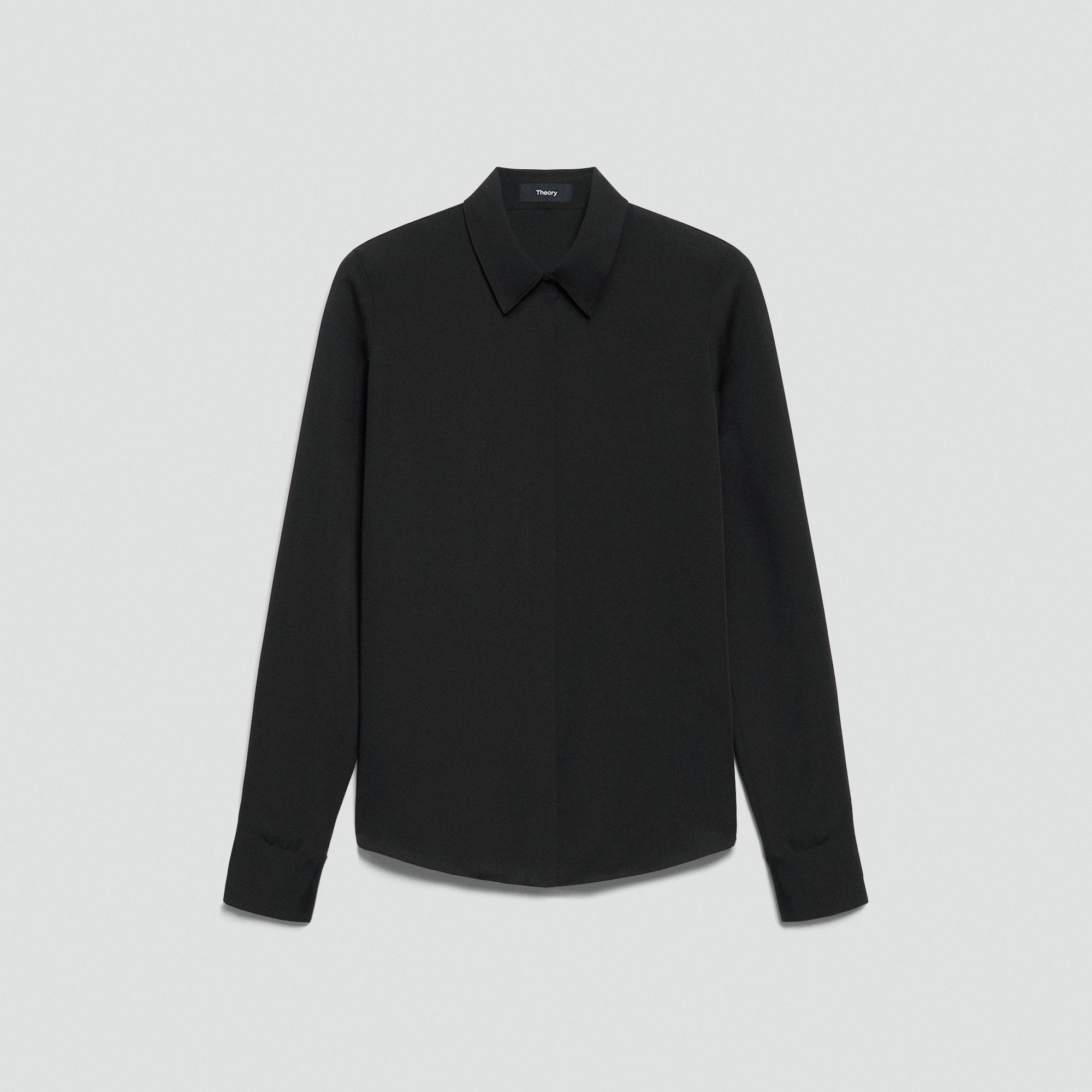 Fitted Shirt in Silk Georgette | Women's Tailored Blouse | Theory