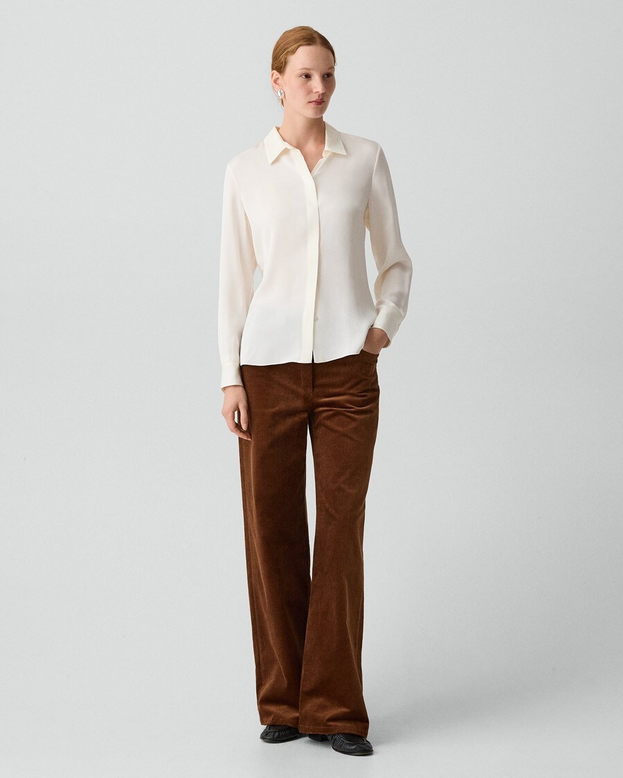 Silk Georgette Fitted Shirt | Theory