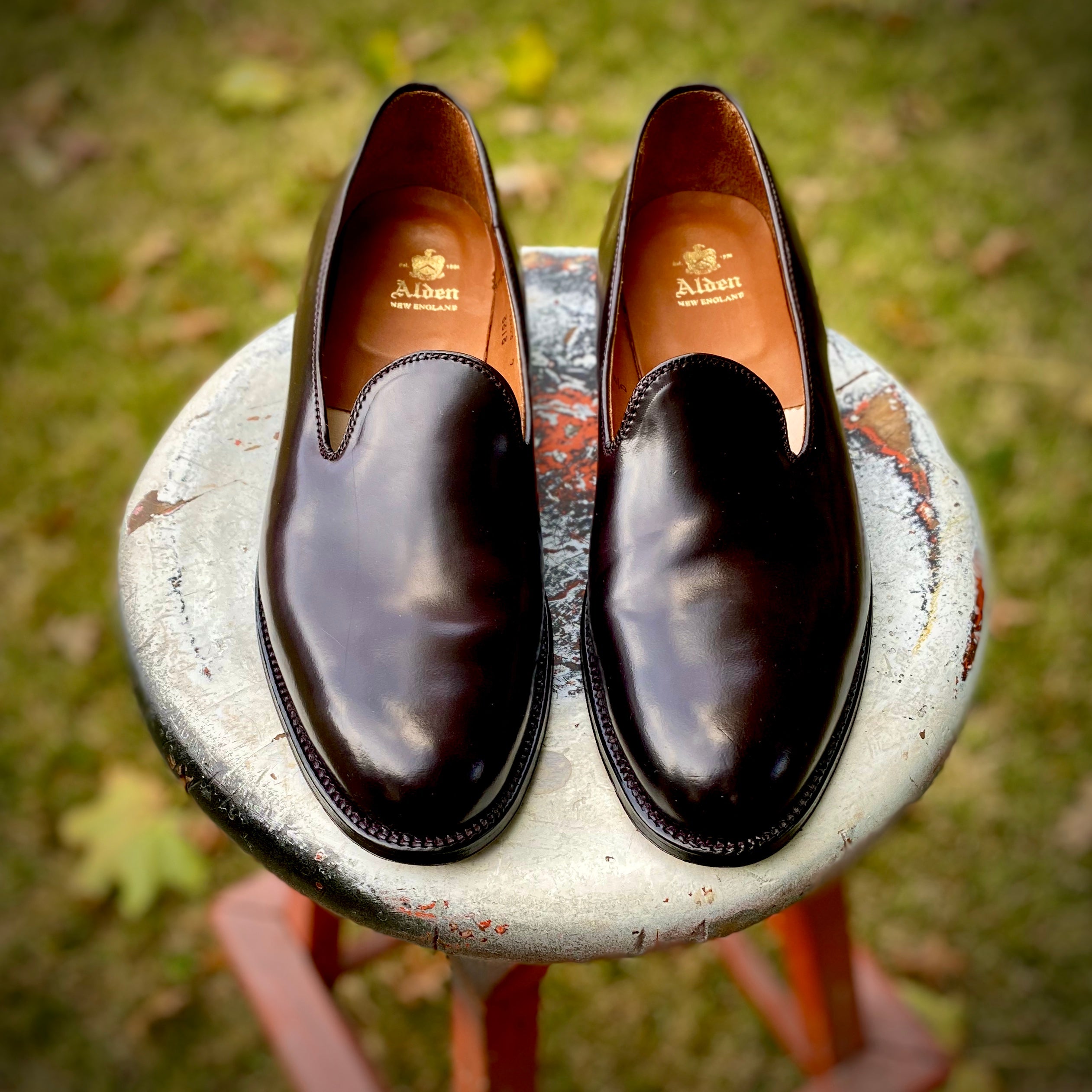 8818 - Plain Toe Slip On in Color 8 Shell – ALDEN SHOES