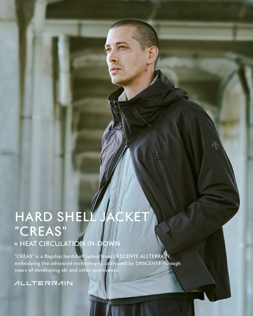 HARD SHELL JACKET ”CREAS” × HEAT CIRCULATION IN-DOWN｜デサント
