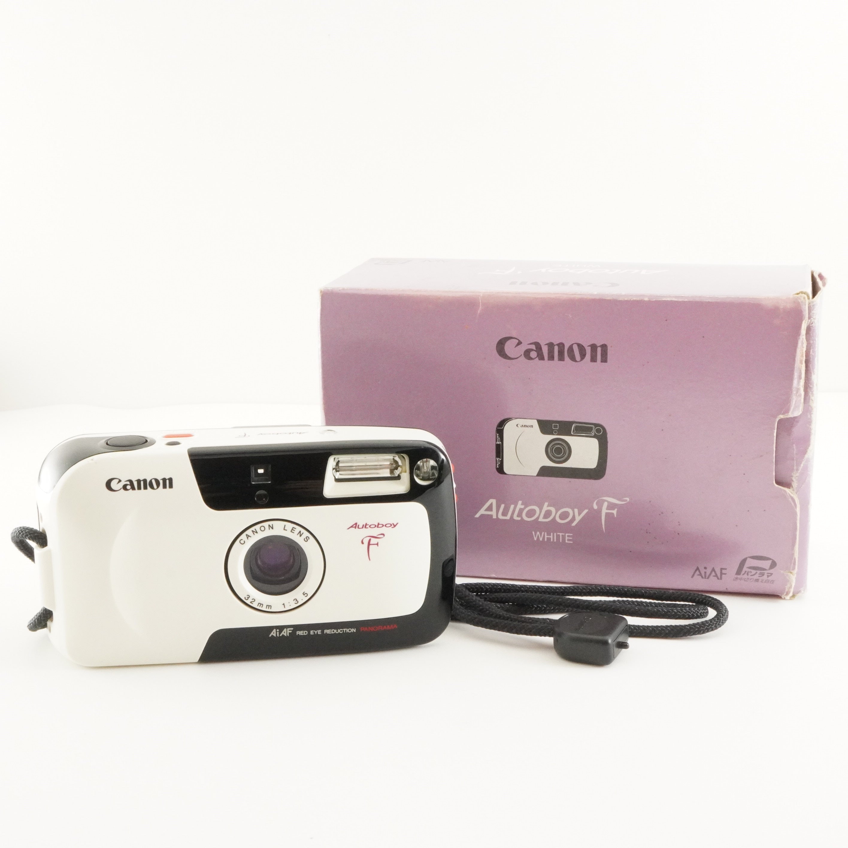 Canon Autoboy F White Panda Color Point & Shoot Film Camera from