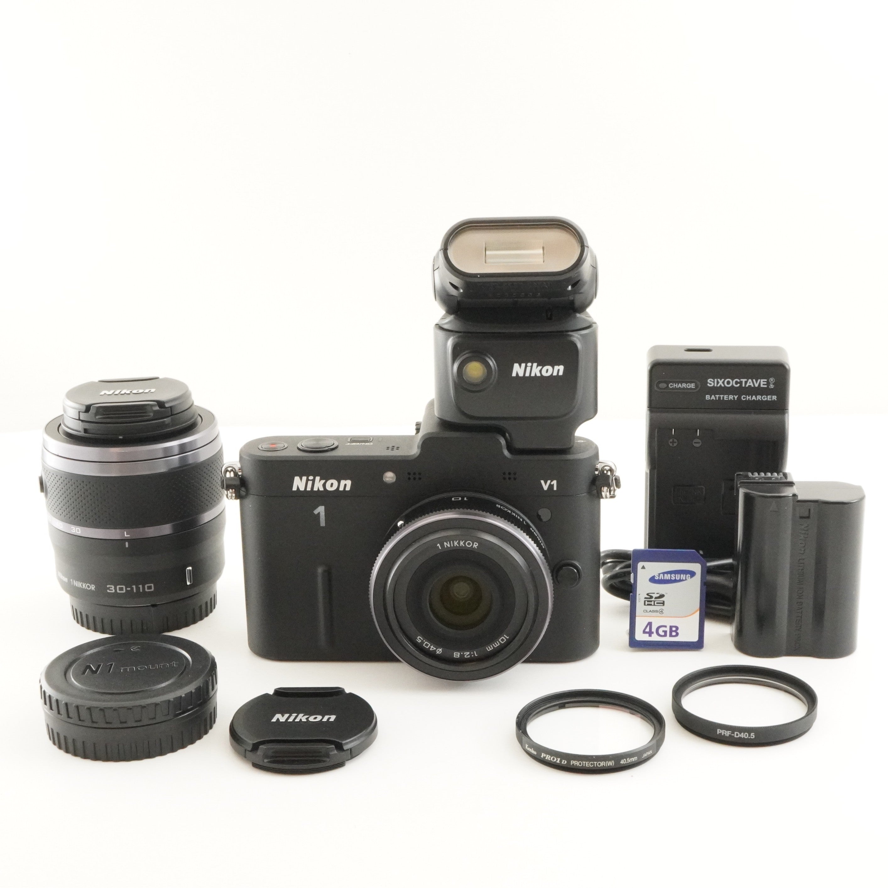 140 Shots] Nikon 1 V1 Black +10mm F2.8 +30-110mm +SB-N5 +4GBSD