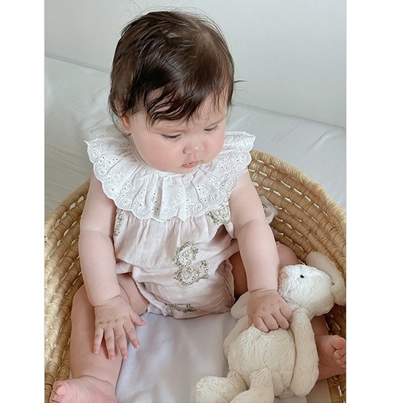 フレンチファブリックカラーロンパース 60cm~90cm｜ベビーのロンパース