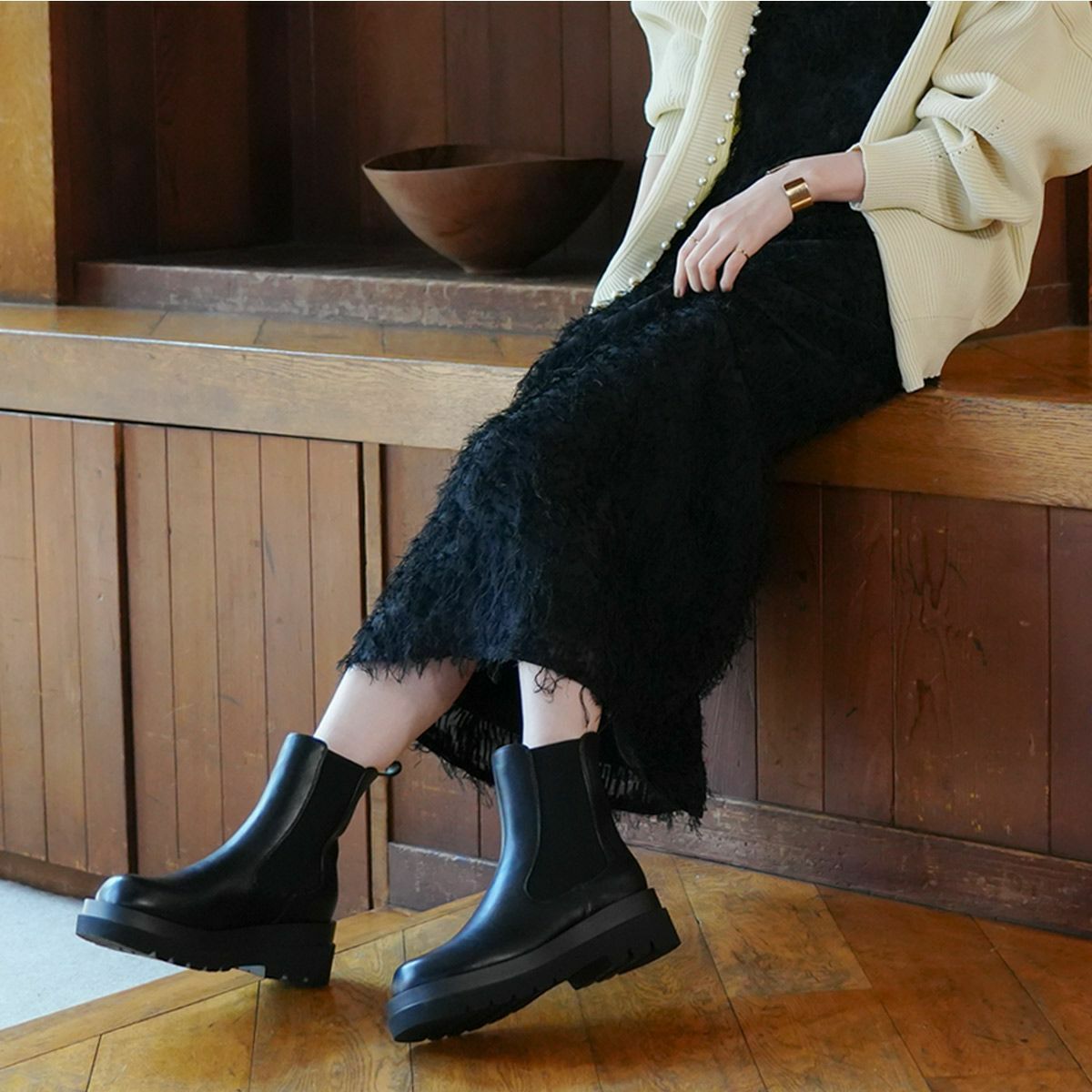 トラックソールサイドゴアブーツチェルシーブーツ レディース | 《公式