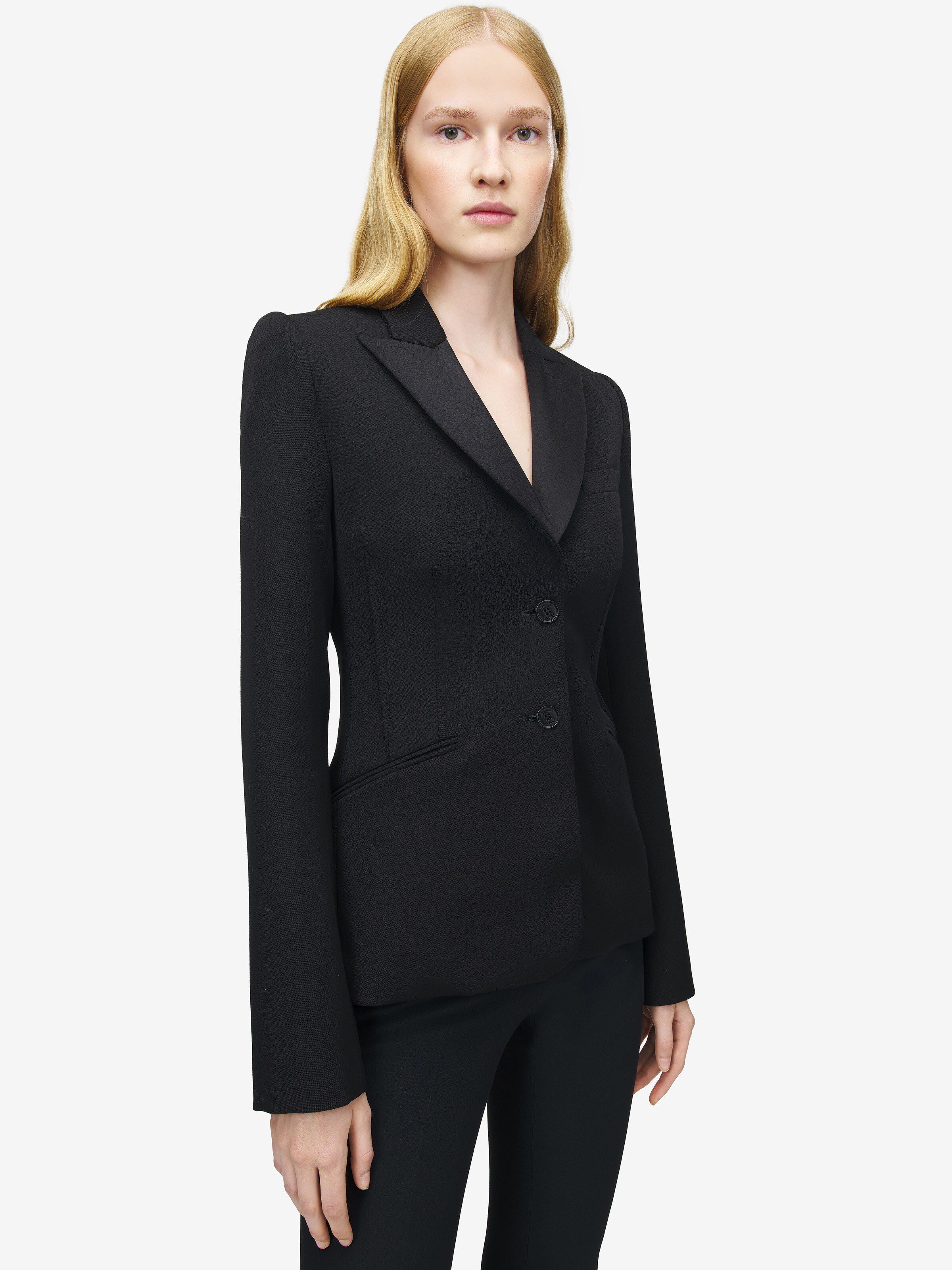 Women's Single-breasted Jacket in Black | McQueen US