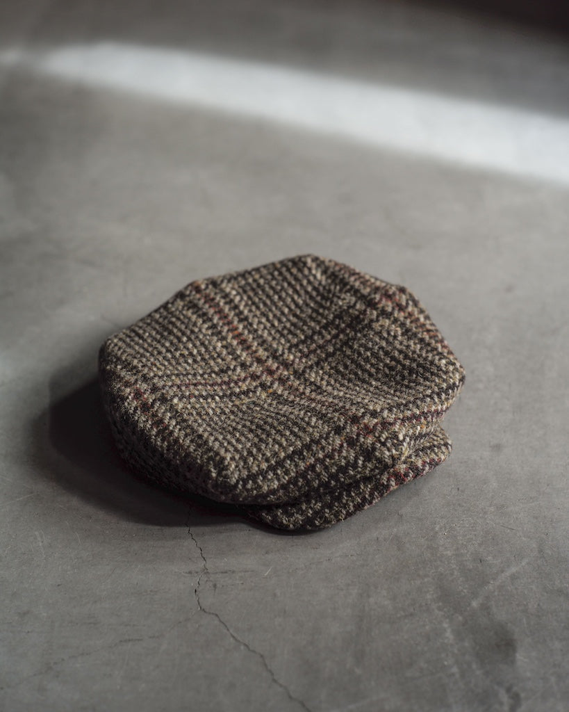 CYCLIST CAP - HARRIS TWEED - GLENN CHECK BROWN – ANATOMICA KYOTO