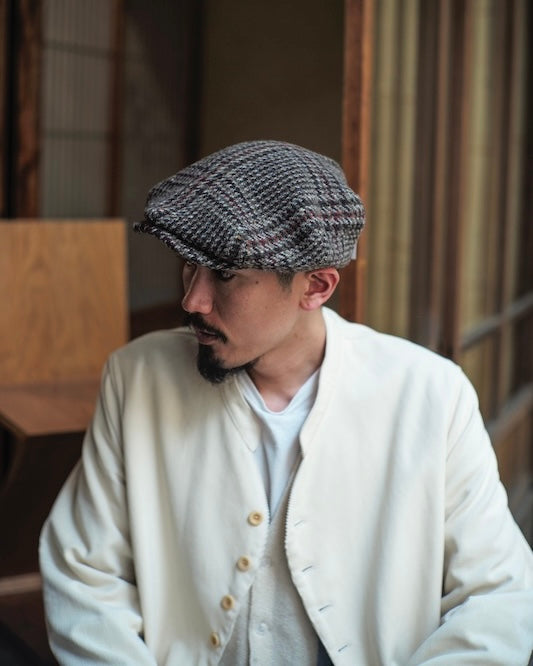 CYCLIST CAP - HARRIS TWEED - GLENN CHECK BROWN – ANATOMICA KYOTO