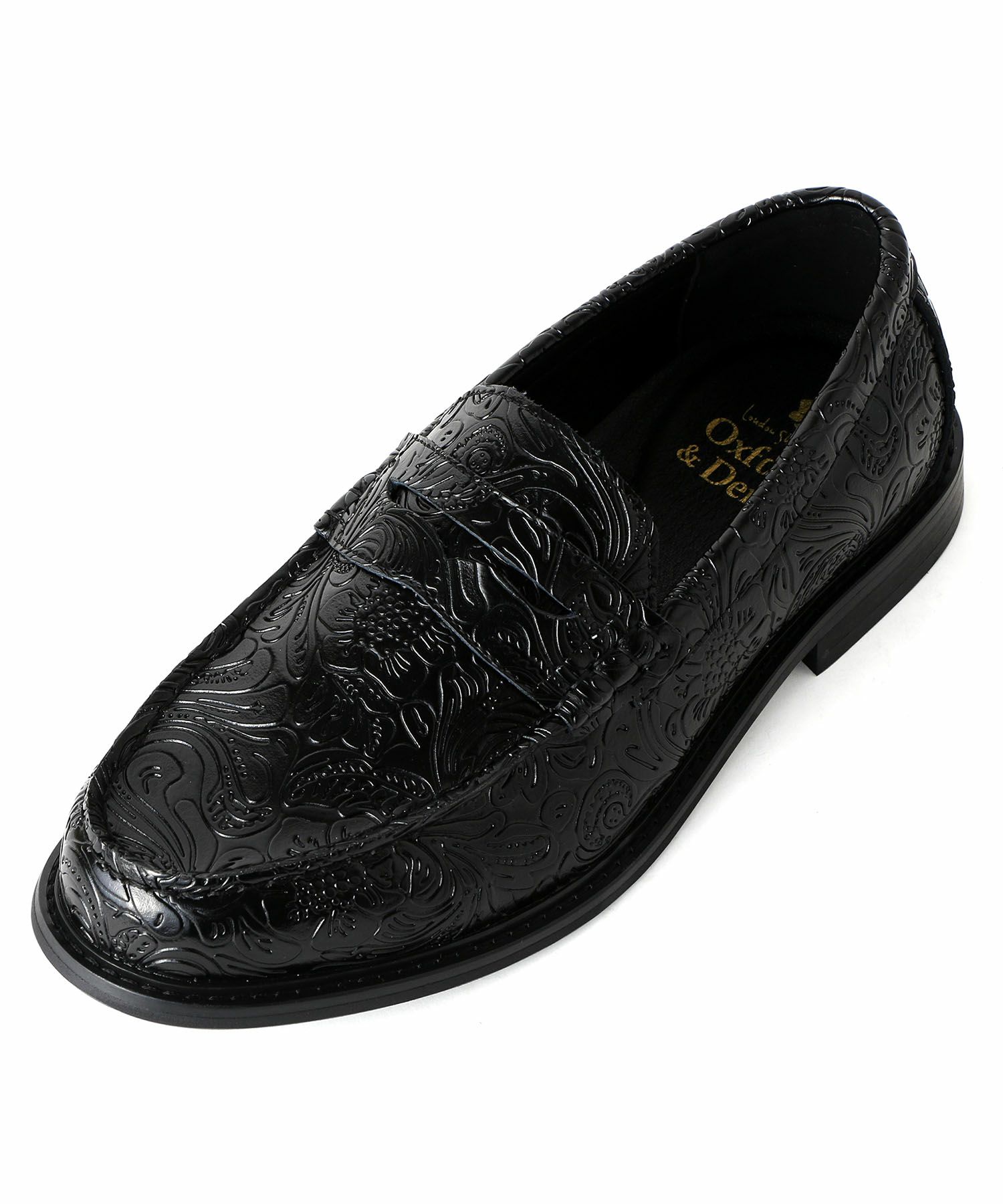 プレミアム ペイズリーエンボス レザー コイン ローファー | andex