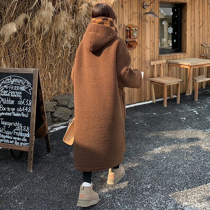 大きいサイズ レディース｜ブラウン・ふわもこダッフルコート(LL/3L/4L