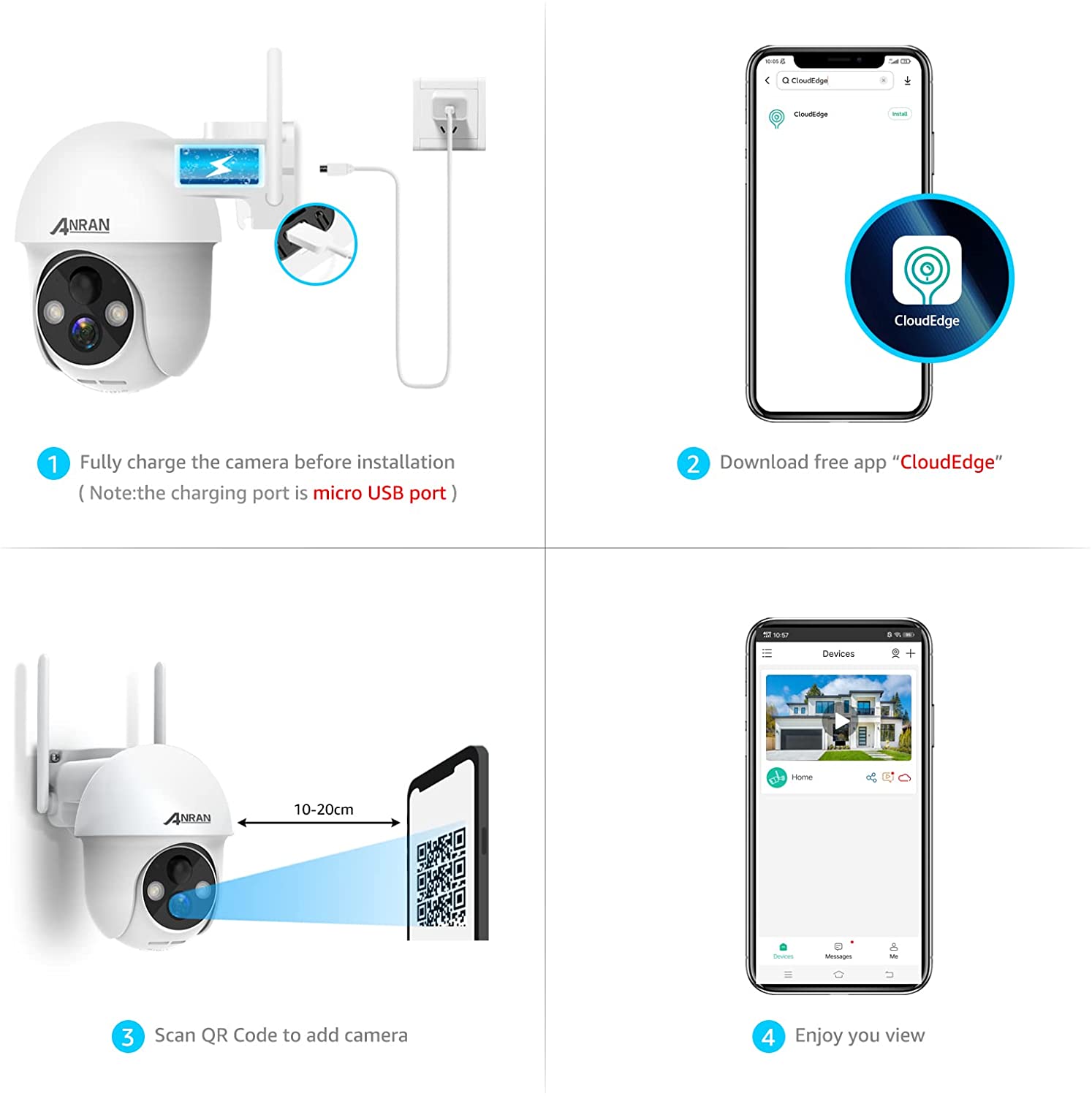 2K Solar Battery Camera | 360° View & Color Night Vision – ANRAN