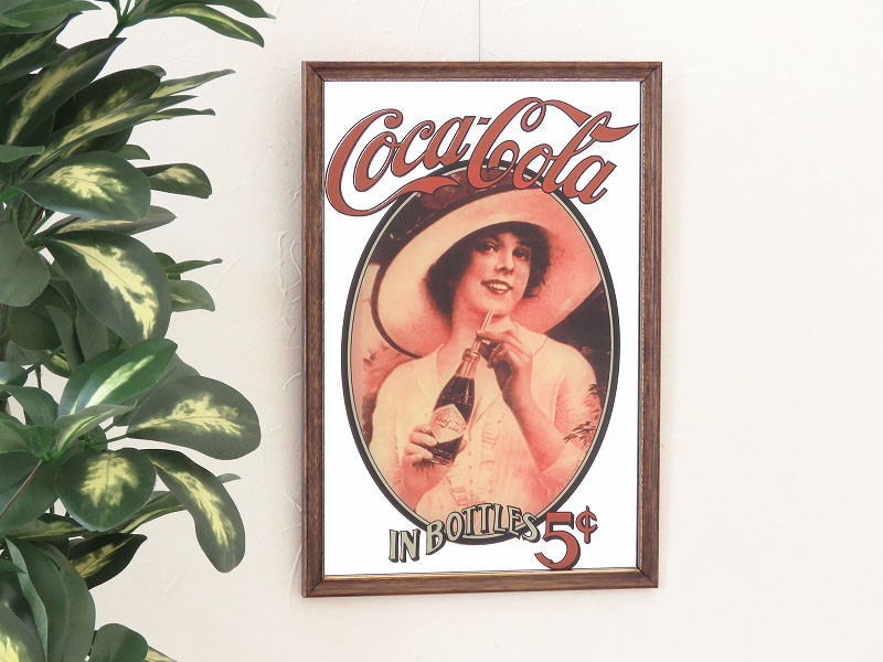 ビンテージ パブミラー コカ・コーラ（Coca-Cola）ボトルを持つ女性（7