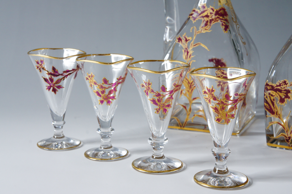 オールドバカラ「ジャポニスム 草花文 リキュールセット