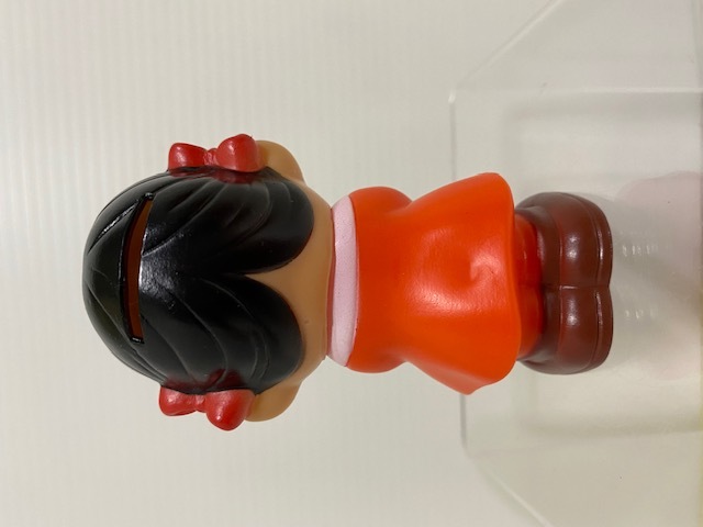 不二家☆ペコちゃん☆花持ち☆ソフビ人形☆貯金箱 9．1cm 当時物