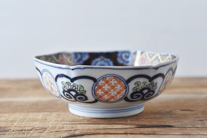 伊万里 大聖寺伊万里 赤絵 鳳凰 花模様 角福 六角膾皿 - 生活骨董と