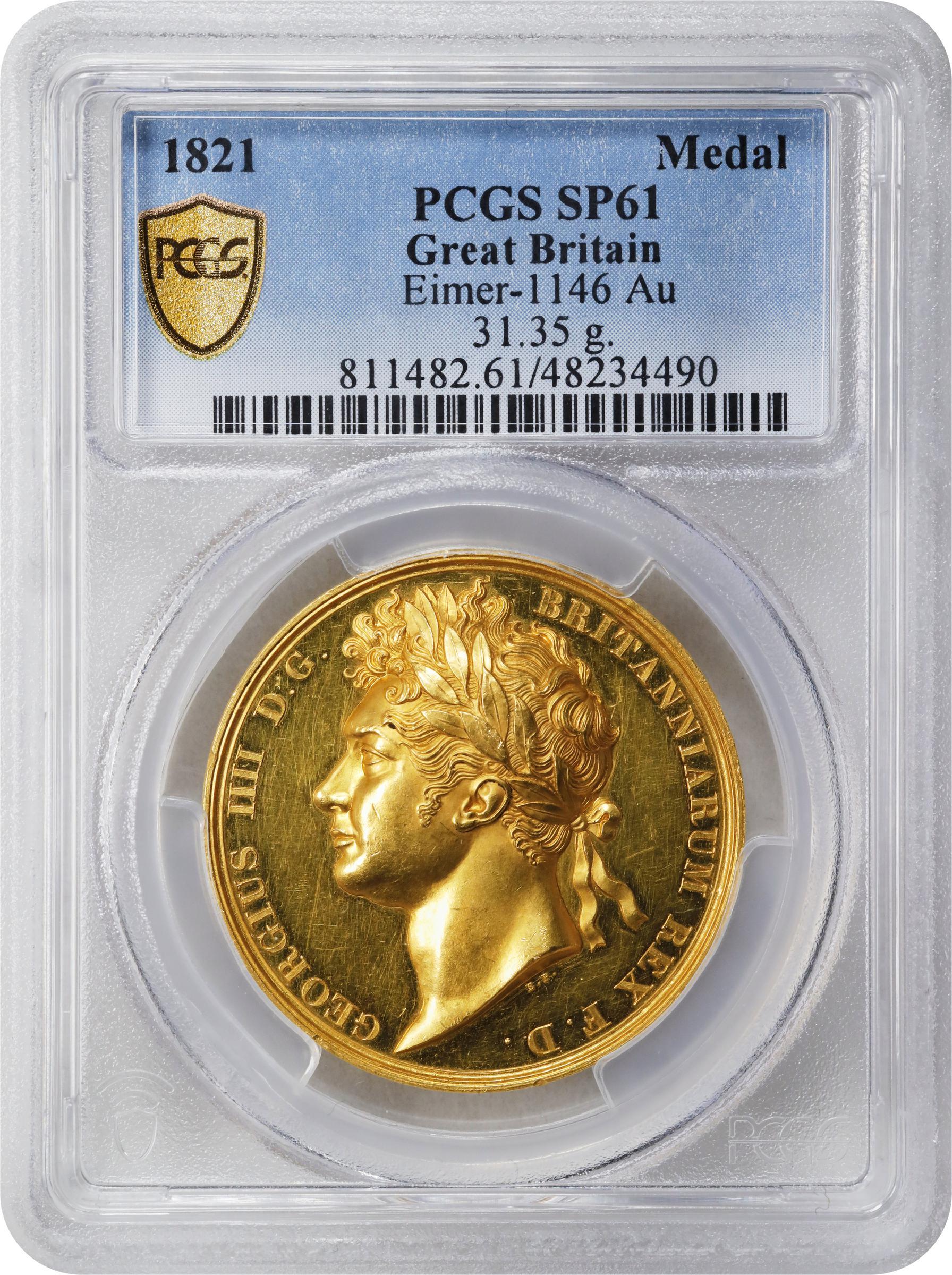 極上の立体感】1821年ジョージ4世戴冠式記念メダル【SP61