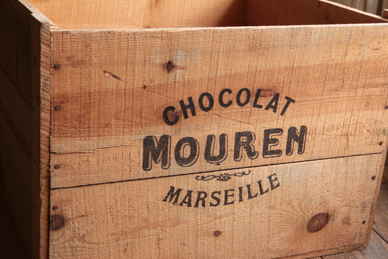 アンティークウッドコンテナ チョコレート MOUREN 木箱 フランス