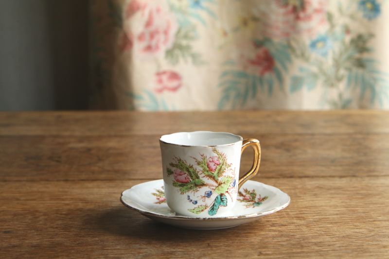 アンティークリュナヴィル luneville モスローズ コーヒーカップ